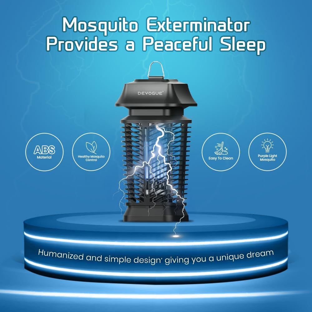 Electric Bug Zapper - Electric Blue Violet Attract Insect Light - Modern Stylish Mosquito Fly Killer - Fly Mosquito Control Bug Zapper Outdoor & Home and Kitchen (Black)