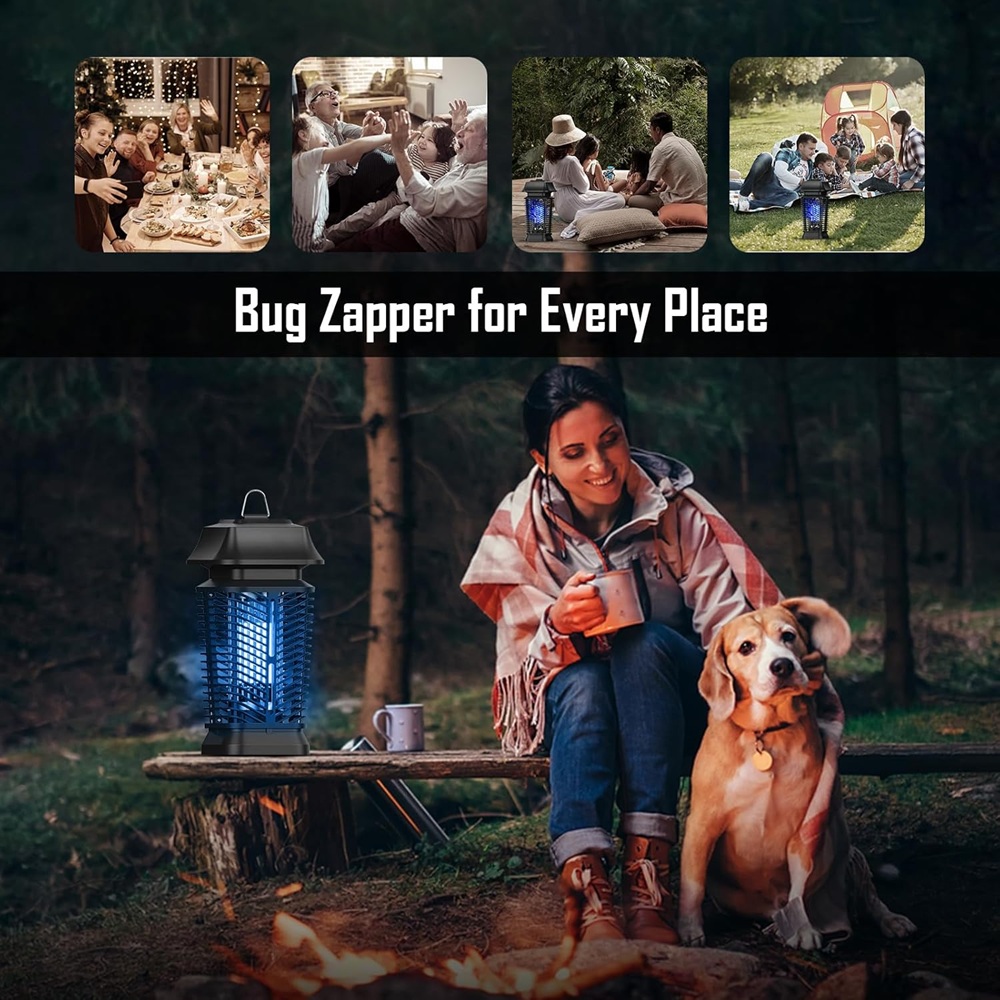 Electric Bug Zapper - Electric Blue Violet Attract Insect Light - Modern Stylish Mosquito Fly Killer - Fly Mosquito Control Bug Zapper Outdoor & Home and Kitchen (Black)