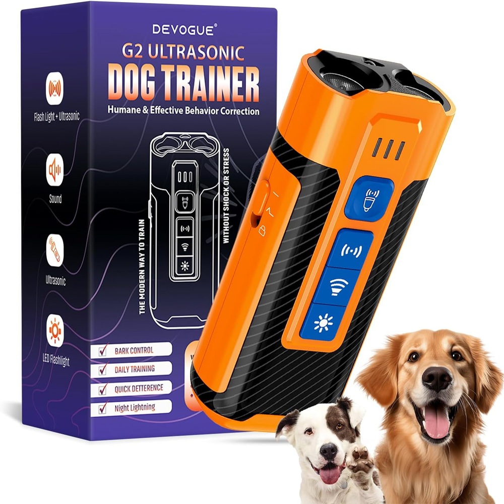 Dog Bark Deterrent Devices with Different Training Modes – Rechargeable Anti Barking Device for Dogs – 10 to 12 Meter Long Range Ultrasonic Dog Bark Deterrent