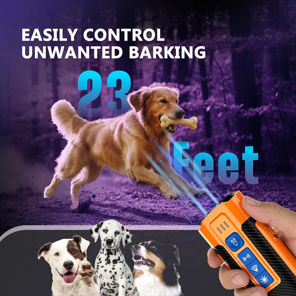 Dog Bark Deterrent Devices with Different Training Modes – Rechargeable Anti Barking Device for Dogs – 10 to 12 Meter Long Range Ultrasonic Dog Bark Deterrent