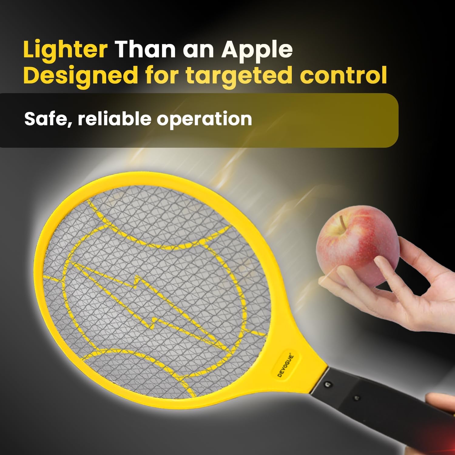 Electric Fly Swatter - Weight Like Apple - 2AA Battery Powered (not incl.) - 3-Layer Protection Grid Bug Zapper Racket for Home Bedroom Kitchen Office Backyard Patio Indoor Outdoor